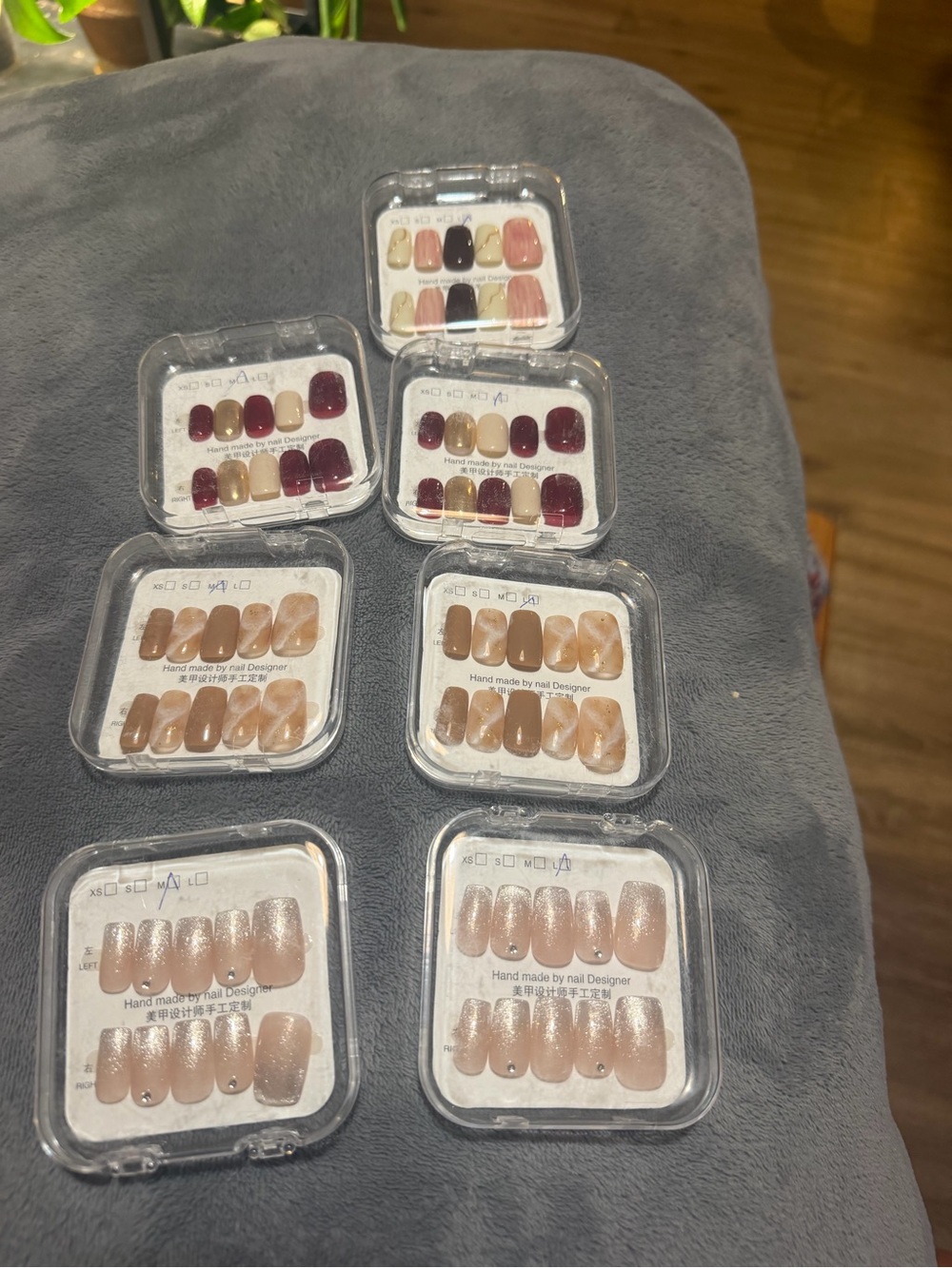 Elegant Neutral & Burgundy Press-On Nail Set - need glue(not included)